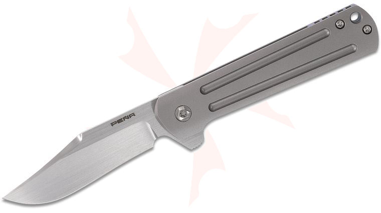 Enrique Pena Custom Barlow Flipper Knife 3.25 inch CPM-154 Hand Rubbed Satin Blade, Milled Titanium Handles, Mokuti Clip
