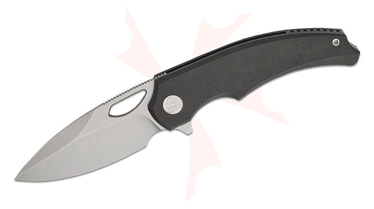 Penrose Knives Otarida Frame Lock Flipper Knife 3.14 inch Bohler M390 Stonewashed Drop Point Blade, Black Stonewashed Titanium Handles