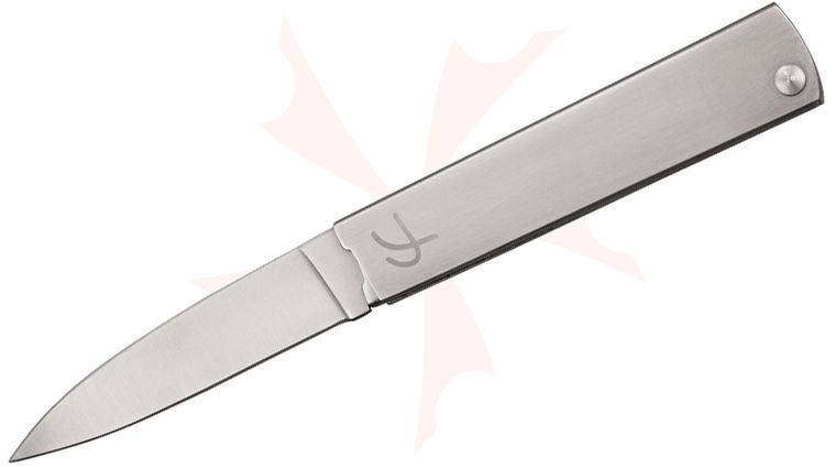 Fred Perrin Le Trifolder 3 inch 440C Plain Blade, Stainless Steel Handles