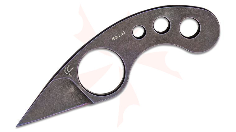Fred Perrin La Griffe Neck Knife 1.5 inch Black Stonewashed/Blue Anodized Titanium Drop Point Blade, One-Piece Construction, Kydex Sheath