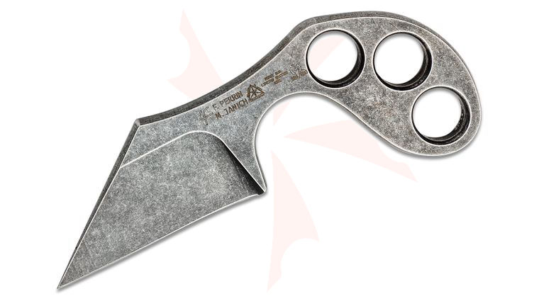 Fred Perrin Confusion Neck Knife 2.63 inch Black Stonewashed Reverse Tanto Blade, One-Piece Construction, Kydex Sheath