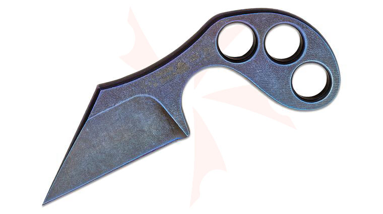 Fred Perrin Confusion Neck Knife 2.63 inch Titanium Black Stonewashed Reverse Tanto Blade, One-Piece Construction, Kydex Sheath