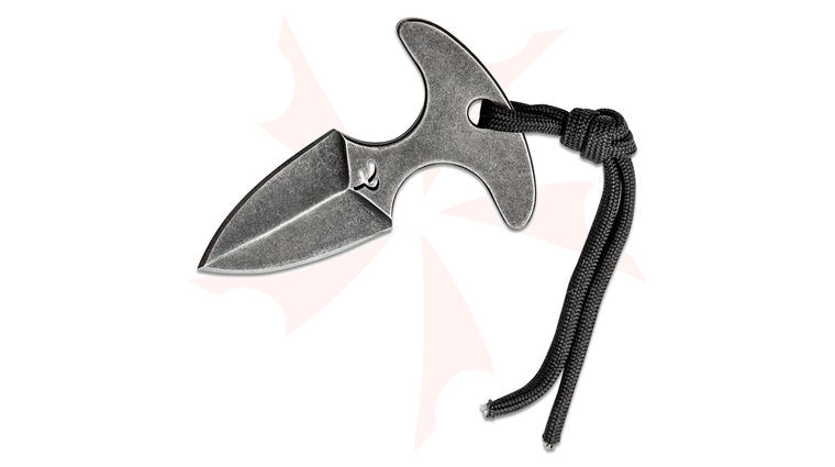 Fred Perrin Mini Push Dagger Knife 1.75 inch Black Stonewashed Double Edge Blade, One-Piece Construction, Kydex Sheath