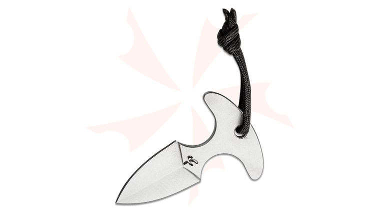 Fred Perrin Mini Push Dagger Knife 1.75 inch Satin Double Edge Blade, One-Piece Construction, Kydex Sheath