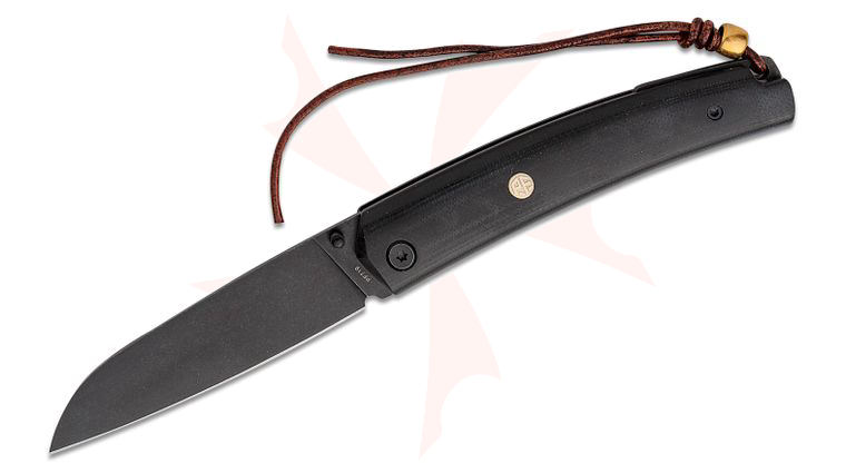 Petrified Fish PF719 Patte Linerlock Folding Knife 3.35 inch Sandvik 12C27 Black Stonewashed Sheepsfoot Blade, Sculpted Black G10 Handles