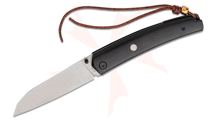 Petrified Fish PF719 Patte Linerlock Folding Knife 3.35 inch Sandvik 12C27 Satin Sheepsfoot Blade, Sculpted Black G10 Handles