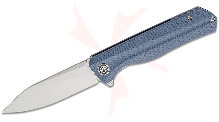 Petrified Fish PF818 Forward Linerlock Flipper Knife 3.54 inch D2 Satin Drop Point Blade, Sculpted Gray G10 Handles