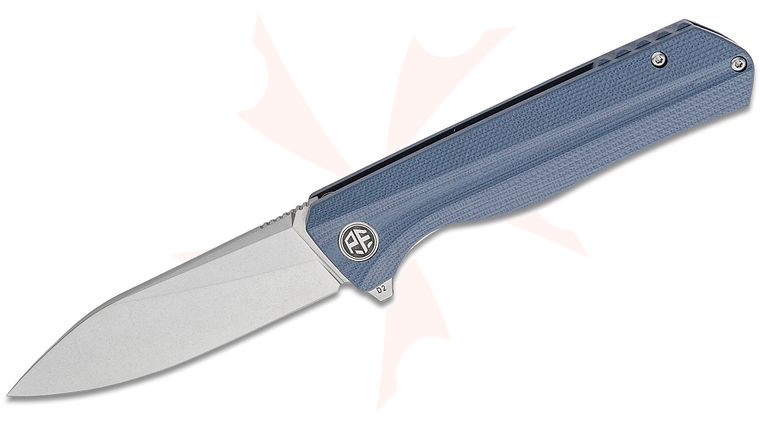 Petrified Fish PF818 Forward Linerlock Flipper Knife 3.54 inch D2 Stonewashed Drop Point Blade, Sculpted Gray G10 Handles