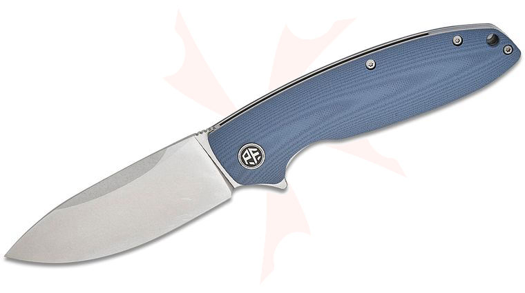 Petrified Fish PFB01 Terra Liner Lock Flipper Knife 3.54 inch D2 Stonewashed Drop Point Blade, Blue G10 Handles