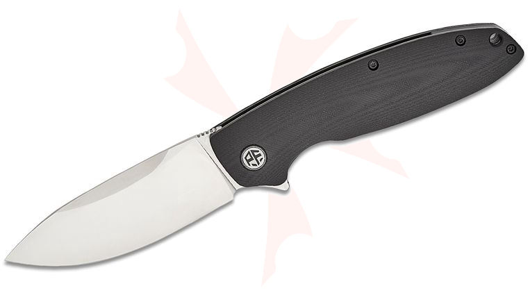 Petrified Fish PFB01 Terra Liner Lock Flipper Knife 3.54 inch D2 Satin Drop Point Blade, Black G10 Handles