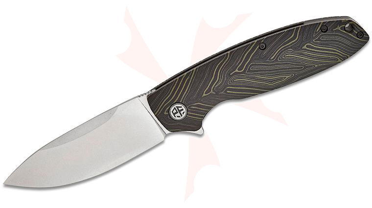 Petrified Fish PFB01 Terra Liner Lock Flipper Knife 3.54 inch D2 Stonewashed Drop Point Blade, Green G-Mascus Handles