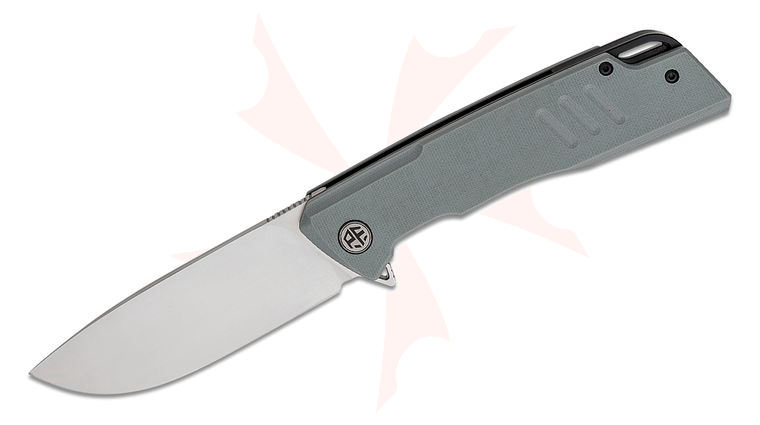 Petrified Fish PFB02 Loco Linerlock Flipper Knife 3.7 inch D2 Satin Drop Point Blade, Gray G10 Handles