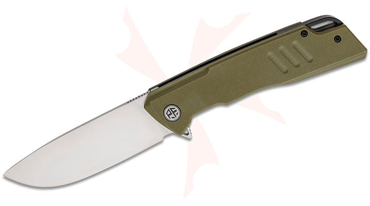 Petrified Fish PFB02 Loco Linerlock Flipper Knife 3.7 inch D2 Satin Drop Point Blade, Green G10 Handles