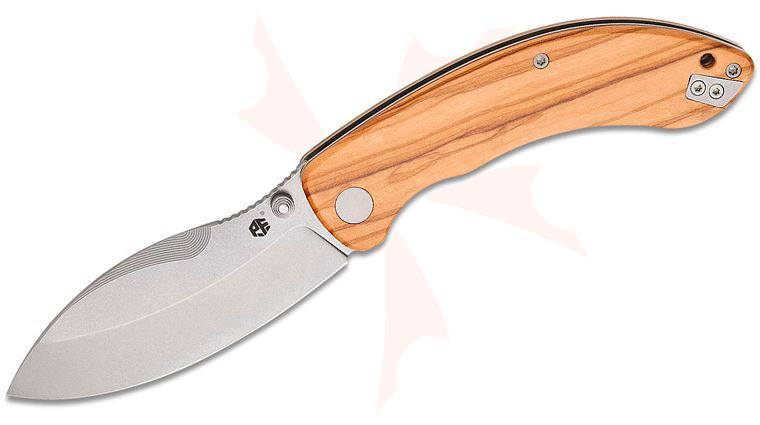 Petrified Fish PFB06 Zonda Liner Lock Folding Knife 3.74 inch 14C28N Stonewashed Nessmuk Blade, Olive Wood Handles