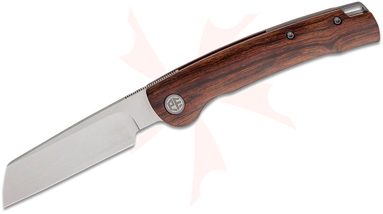 Petrified Fish PFE04 Scholar Linerlock Front Flipper Knife 3.7 inch 154CM Satin Razor Blade, Desert Ironwood Handles