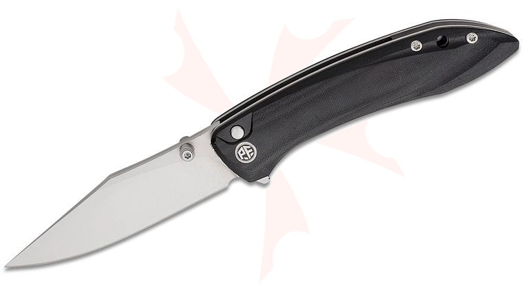 Petrified Fish PFE08 Grow Button Lock Flipper Knife 3.62 inch K110 (D2) Satin Clip Point Blade, Black G10 Handles