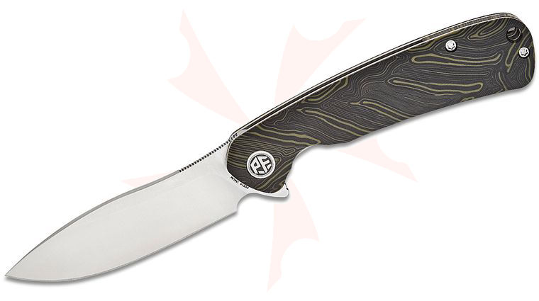 Petrified Fish PFE14 Rogue Liner Lock Flipper Knife 3.43 inch 154CM Satin Drop Point Blade, Green G-Mascus Handles