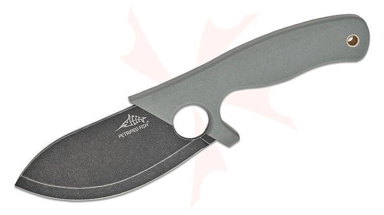 Petrified Fish PFH01GADW Eel Fixed Blade Knife 4.5 inch Black Stonewashed Drop Point Blade, Gray G10 Handles, Gray G10 Sheath