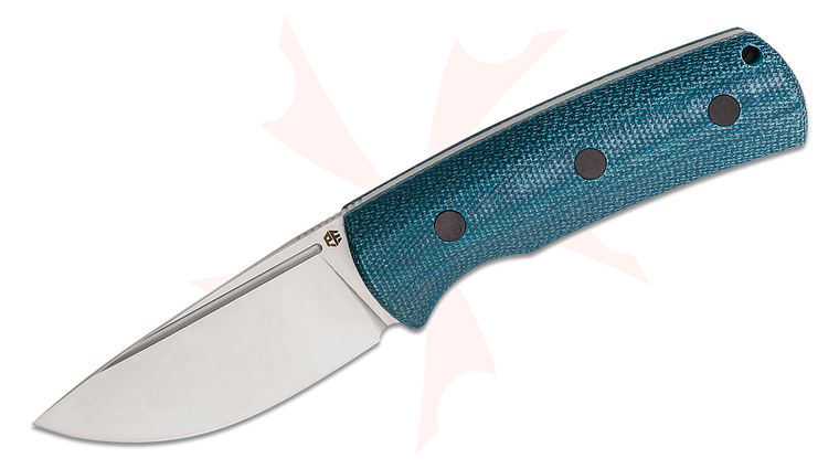 Petrified Fish PFP01F Beluga Fixed Blade Knife 3.62 inch N690 Satin Drop Point, Blue Micarta Handles, Kydex Sheath