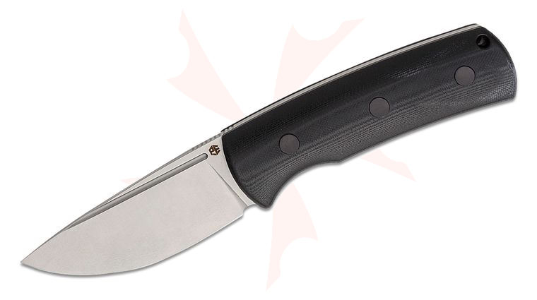 Petrified Fish PFP01F Beluga Fixed Blade Knife 3.62 inch N690 Satin Drop Point, Black G10 Handles, Kydex Sheath