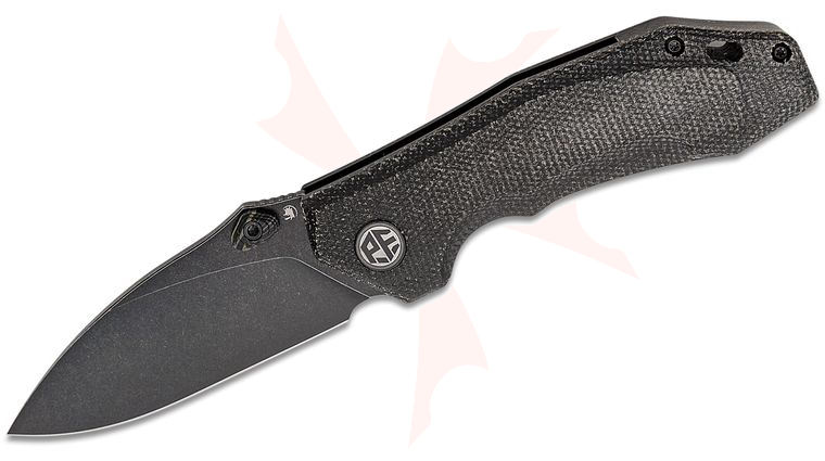 Petrified Fish PFP04 Havrog Folding Knife 3.15 inch K110 (D2) Black Stonewashed Drop Point Blade, Black Micarta Handles