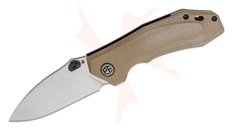 Petrified Fish PFP04 Havrog Folding Knife 3.15 inch K110 (D2) Stonewashed Drop Point Blade, Khaki Micarta Handles