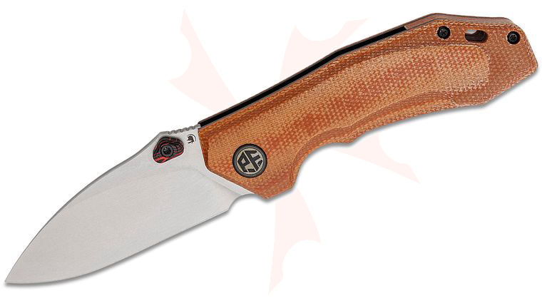 Petrified Fish PFP04 Havrog Folding Knife 3.15 inch K110 (D2) Stonewashed Drop Point Blade, Brown Micarta Handles