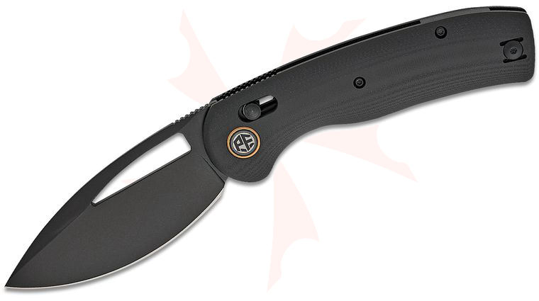 Petrified Fish PFP13DDW-K110 Viper Crossbar Lock Folding Knife 3.5 inch K110 Black Stonewashed Modified Leaf Blade, Black G10 Handles
