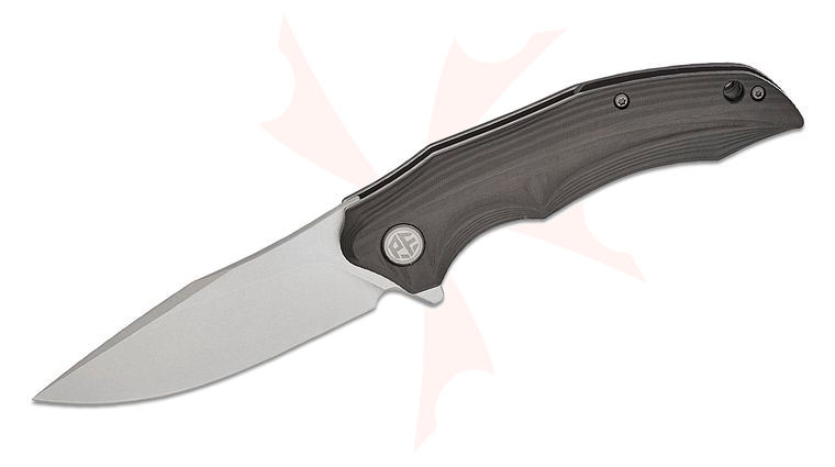 Petrified Fish PFP10 Hairtail Linerlock Flipper Knife 3.54 inch K110 Stonewashed Drop Point Blade, Carbon Fiber Handles