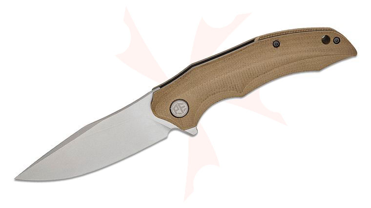 Petrified Fish PFP10 Hairtail Linerlock Flipper Knife 3.54 inch K110 Stonewashed Drop Point Blade, Brown Micarta Handles