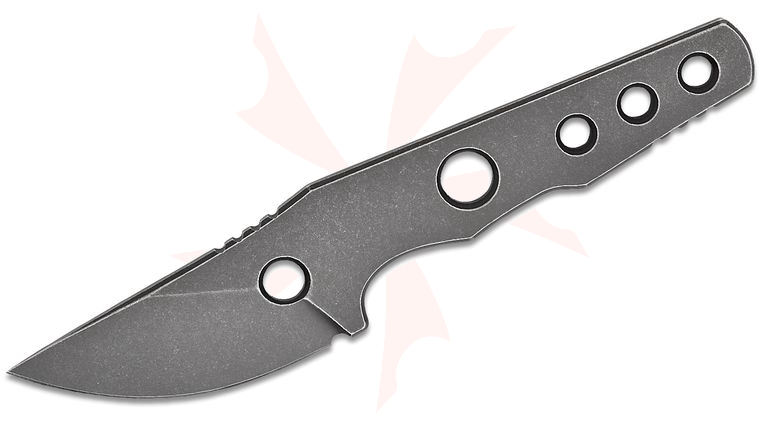 Petrified Fish PFE13 Bison Fixed Blade Neck Knife 2.4 inch 14C28N Gray Stonewashed Drop Point Blade, Skeletonized Steel Handles, Tek-Lok Style Clip, Kydex Sheath