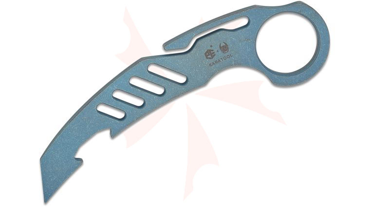 Petrified Fish PFT01B Karatool Prybar Multi-Tool 4.57 inch Overall, Blue Stonewashed Titanium