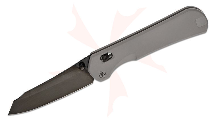 Piratech Knives Mag-Snap Crossbar Lock Folding Knife 3.22 inch CPM-S90V Black DLC Sheepsfoot Blade, Magnetic Bead Blasted Titanium Handles, Reversible Clip