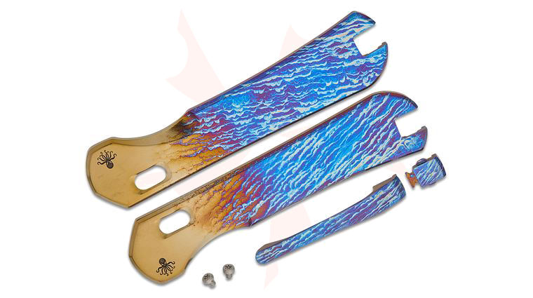 Piratech Knives Golden Beach & Summer Waves Entropic Anodized Titanium Scales