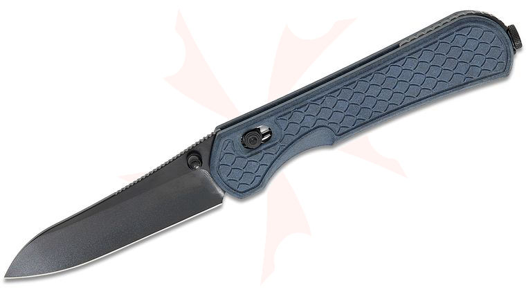Piratech Knives Kraki Lite Crossbar Lock Folding Knife 3.21 inch CPM-S30V Black PVD Drop Point Blade, Blue Canyon Dragon Scale Richlite Handles, Reversible Clip
