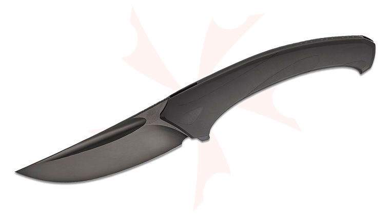 Poikilo Blade Orca Flipper Knife 3.57 inch M398 Black DLC Drop Point Blade, Black Titanium Handles