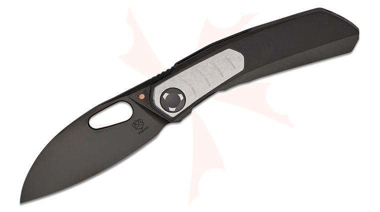 Poikilo Blade VK Crab Standard DLC Front Flipper Knife 3.5 inch M398 DLC Sheepsfoot Blade, Black/Gray Titanium Handles