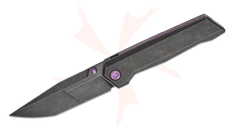 Poikilo Blade Salvator Standard 2 Frame Lock Folding Knife 3.90 inch M398 Dark Stonewashed Tanto Blade, Dark Stonewashed Titanium Handles