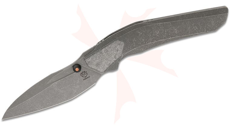 Poikilo Blade VK-Odon Standard 1 Frame Lock Front Flipper Knife 3.31 inch M398 Dark Stonewashed Modified Sheepsfoot Blade, Dark Stonewashed Titanium Handles