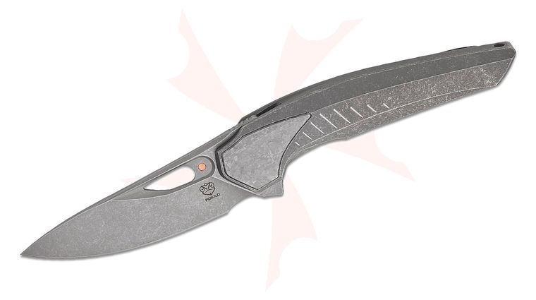 Poikilo Blade VK Zame Standard 3 Integral Front Flipper Knife 3.5 inch M398 Dark Stonewashed Sheepsfoot Blade, Dark Stonewashed Titanium Handles with Crystalized Titanium Inlays