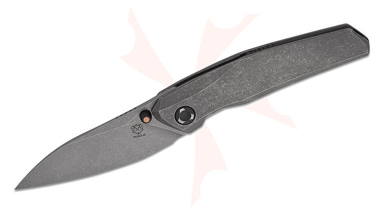 Poikilo Blade VK Zen Standard 2 Frame Lock Folding Knife 3.13 inch M398 Dark Stonewashed Drop Point Blade, Dark Stonewashed Titanium Handles