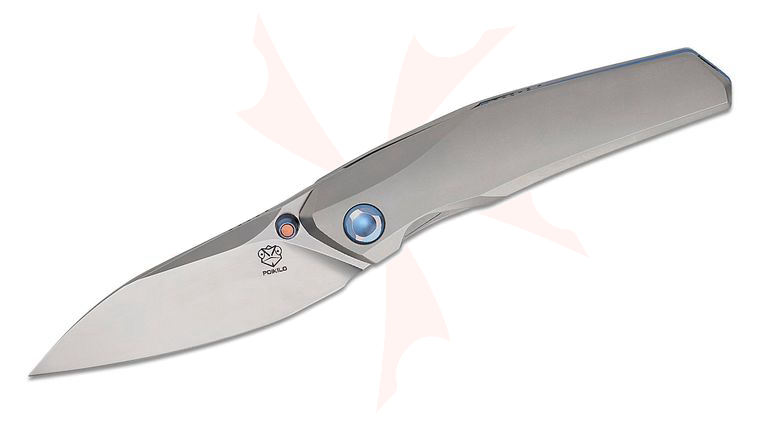 Poikilo Blade VK Zen Standard 1 Frame Lock Folding Knife 3.13 inch M398 Pearlescent Stonewashed Drop Point Blade, Gray Titanium Handles