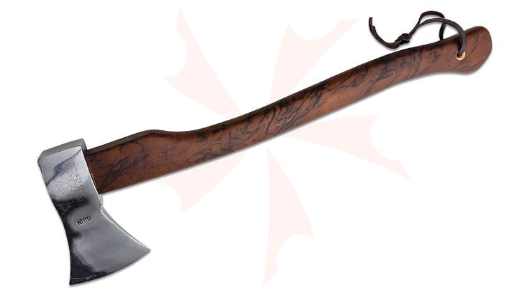 Prandi 23.75 inch German Style Briar Axe, Carbon Steel Head, Hickory Handle with Root Wood Design