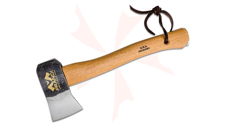 Prandi 13 inch Camping Hatchet, Carbon Steel Head, American Hickory Handle