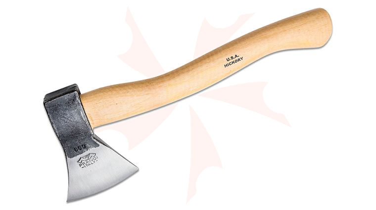 Prandi 14.25 inch German Style Throwing Hatchet, Satin Carbon Steel Head, American Hickory Handle