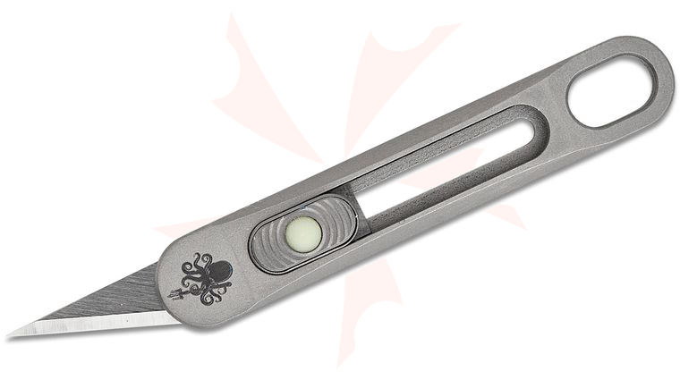 Prometheus Design Werx PDW SPD X-11 Keychain Sliding Utility Blade Knife 2.32 inch Overall, Titanium Handle, GITD Strontium Aluminate Button Inlay