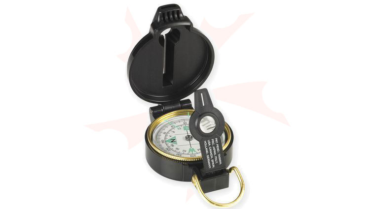 NDūR Lensatic Compass with Whistle, Black