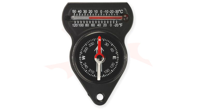 NDūR Mini Compass with Thermometer, Black
