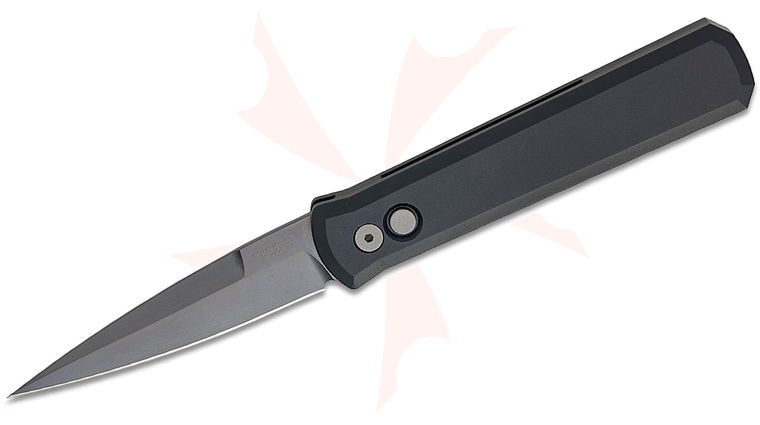 Pro-Tech 921-SG Godfather AUTO Folding Knife 4 inch 154CM Smokey Gray DLC Plain Blade, Black Aluminum Handles