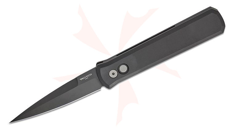 Pro-Tech 921 Godfather AUTO Folding Knife 4 inch 154CM Black DLC Plain Blade, Black Aluminum Handles
